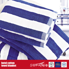 100% coton couleur unie plaine serviette plage bande bleue serviette